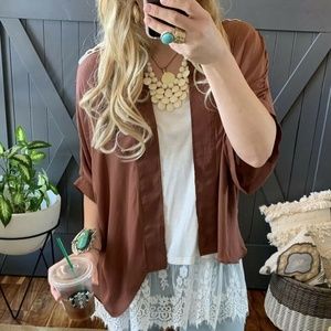 New Chiffon Lace Back Kimono Duster Jacket Top